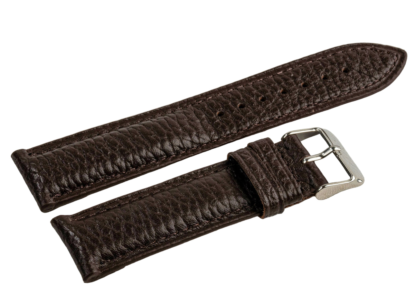 CARADOSSI Brown Togo Genuine Leather Watch Strap | Smart Watch Compatible
