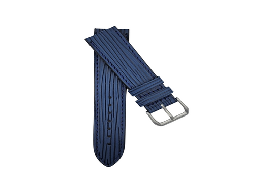 CARADOSSI Blue Lines Embossed Leather Watch Strap | Smart Watch Compatible