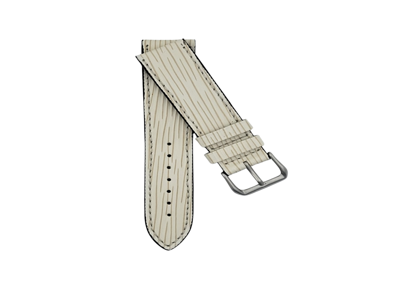 CARADOSSI Cream Lines Embossed Leather Watch Strap | Smart Watch Compatible
