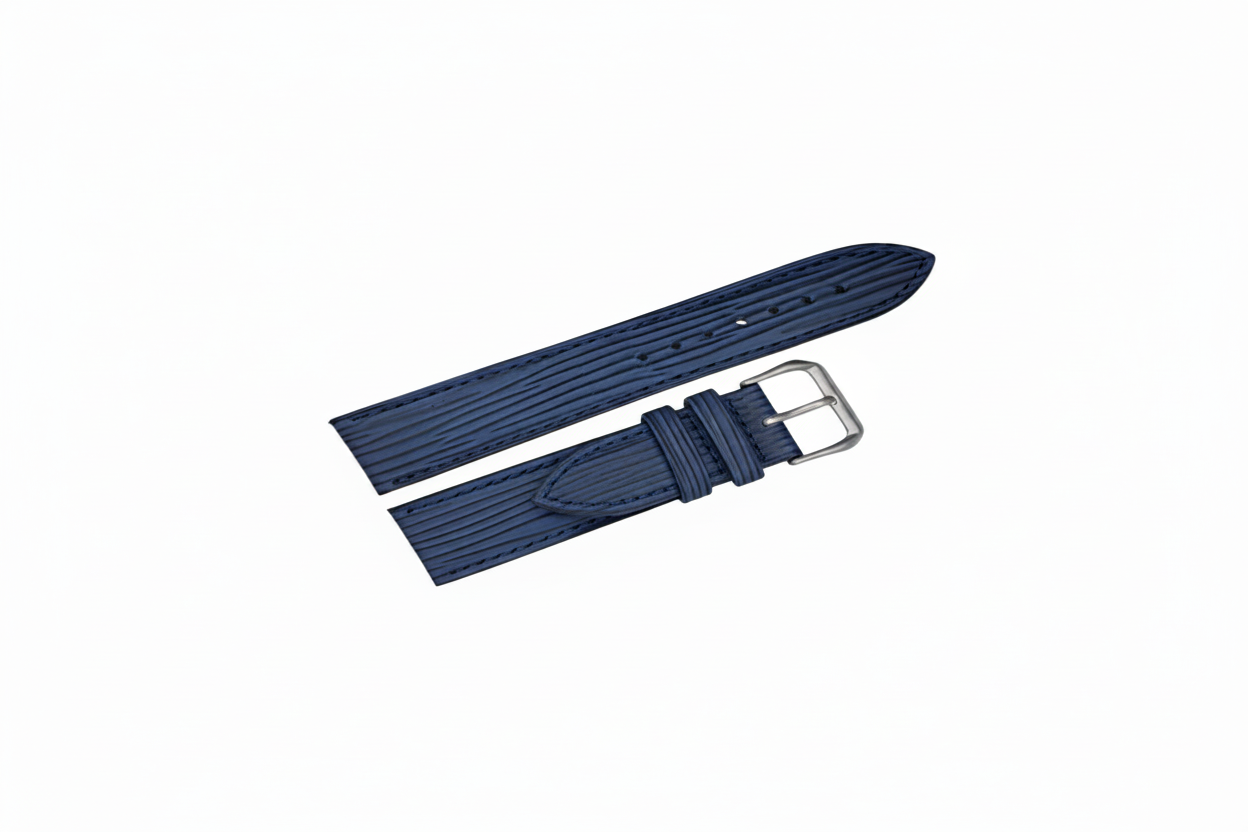 CARADOSSI Blue Lines Embossed Leather Watch Strap | Smart Watch Compatible