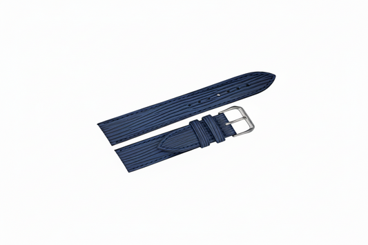 CARADOSSI Blue Lines Embossed Leather Watch Strap | Smart Watch Compatible