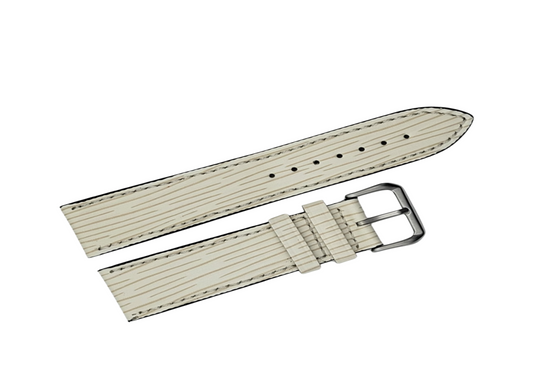 CARADOSSI Cream Lines Embossed Leather Watch Strap | Smart Watch Compatible