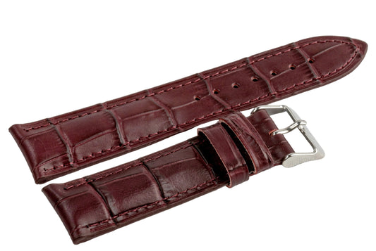 CARADOSSI Burgundy Embossed Croco Genuine Leather Watch Strap | Smart Watch Compatible