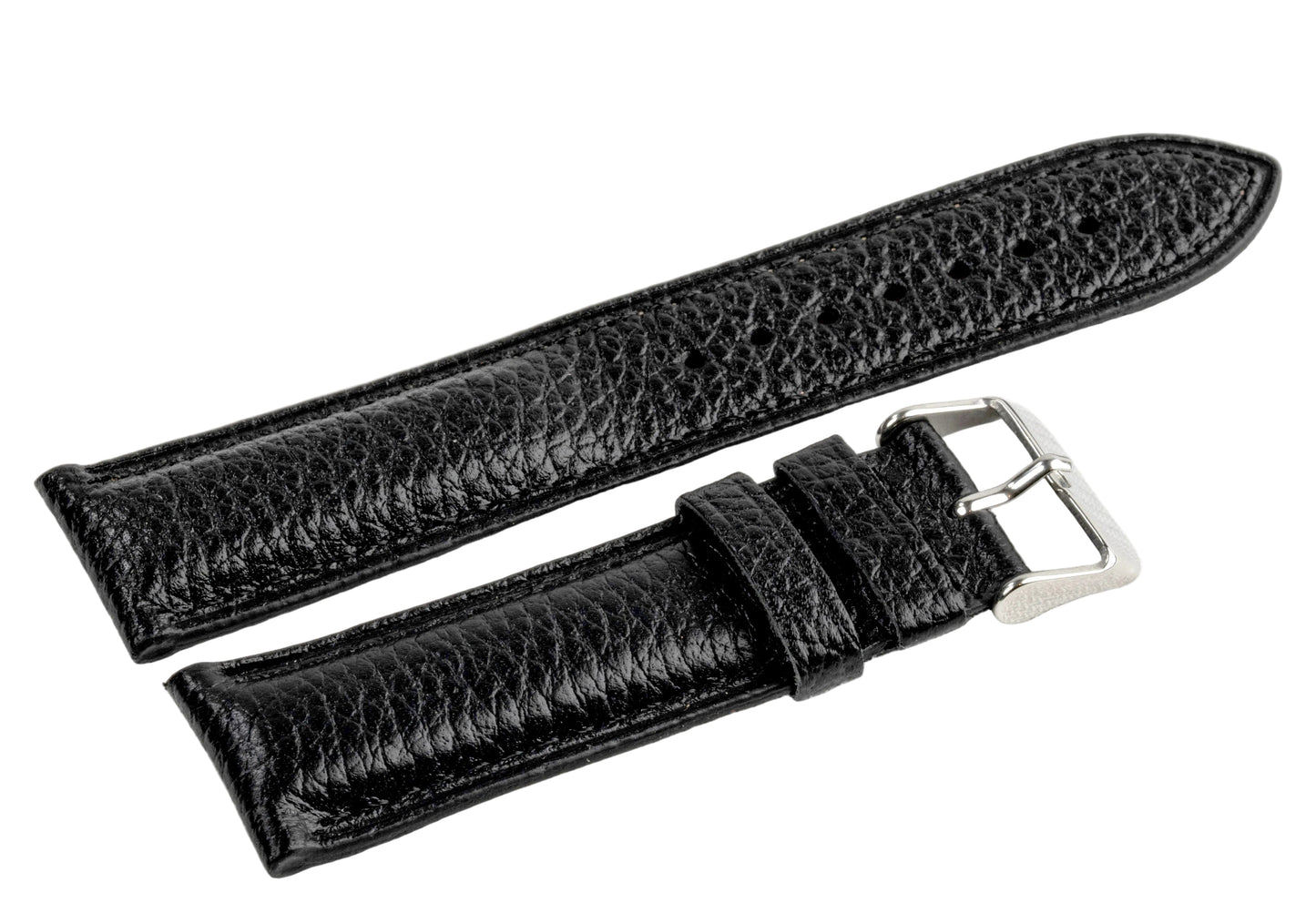 CARADOSSI Black Togo Genuine Leather Watch Strap | Smart Watch Compatible