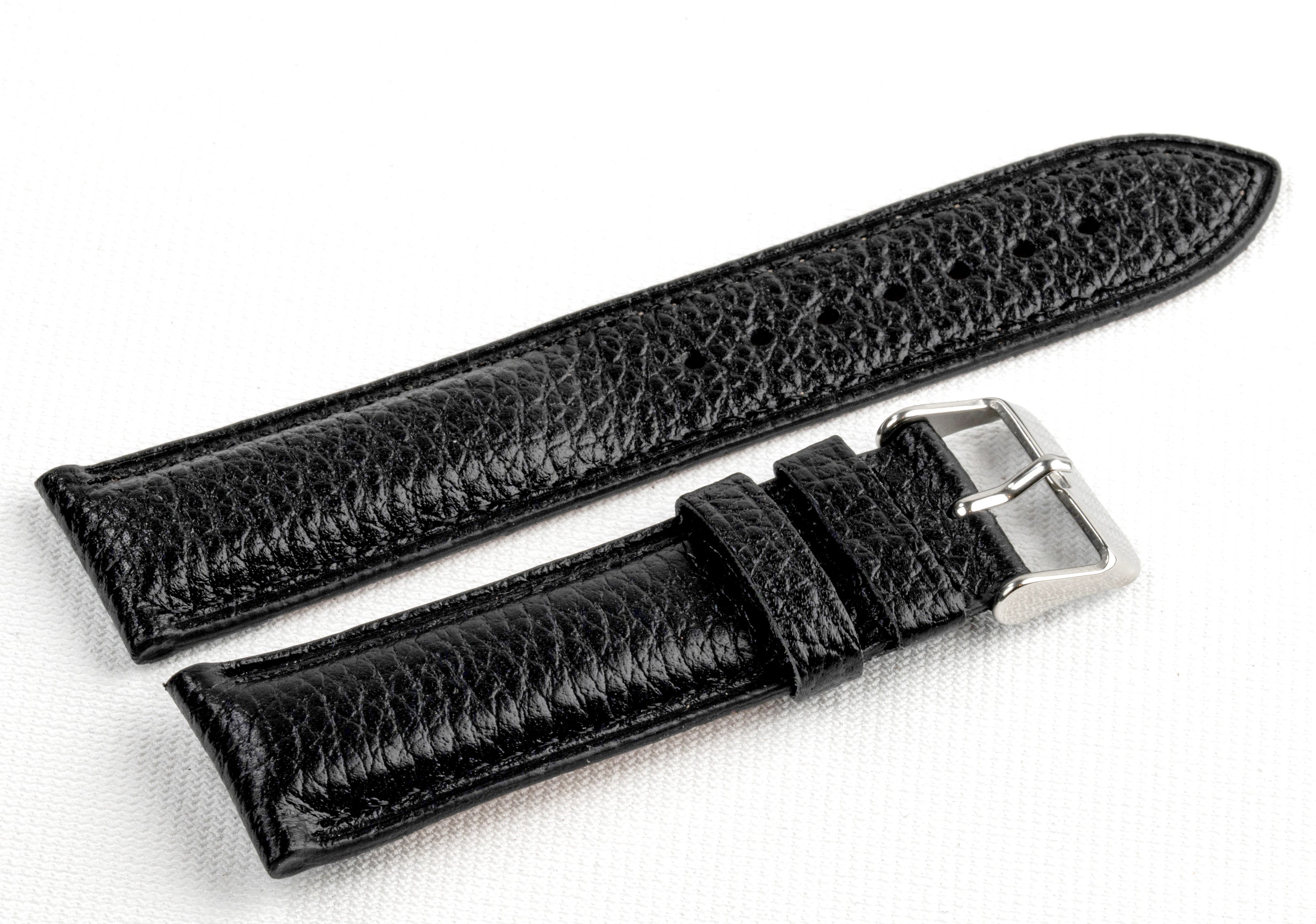 Black Floater Genuine Leather Watch Strap