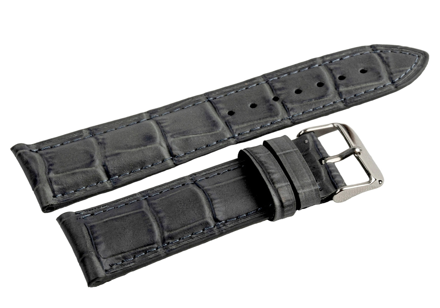 CARADOSSI Gray Embossed Croco Genuine Leather Watch Strap | Smart Watch Compatible
