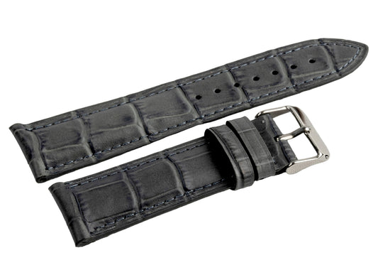 CARADOSSI Gray Embossed Croco Genuine Leather Watch Strap | Smart Watch Compatible
