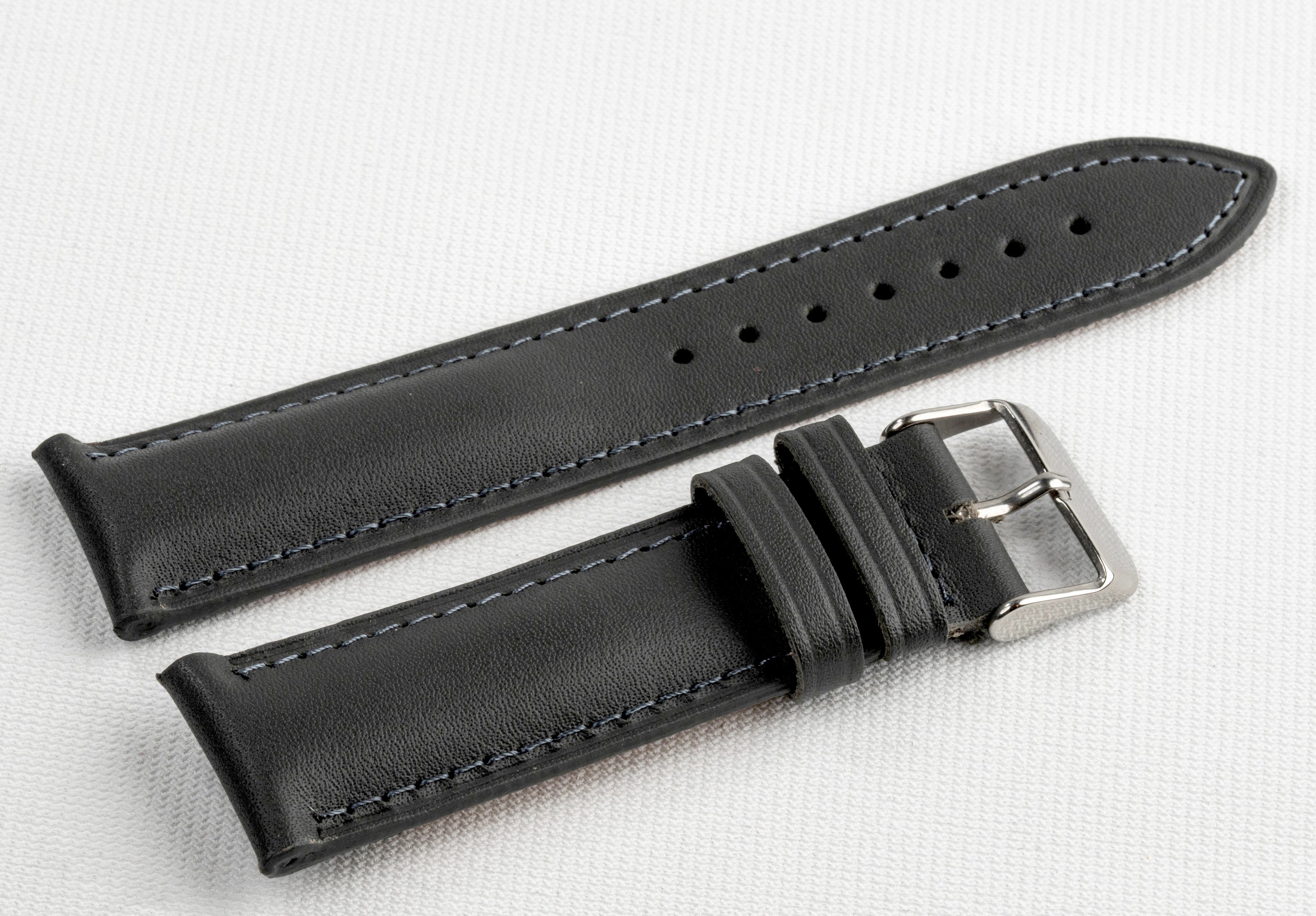 Gray Genuine Leather Watch Strap