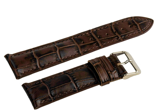 CARADOSSI Brown Embossed Croco Genuine Leather Watch Strap | Smart Watch Compatible