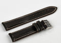 Genuine Brown Leather white stitching Watch Strap