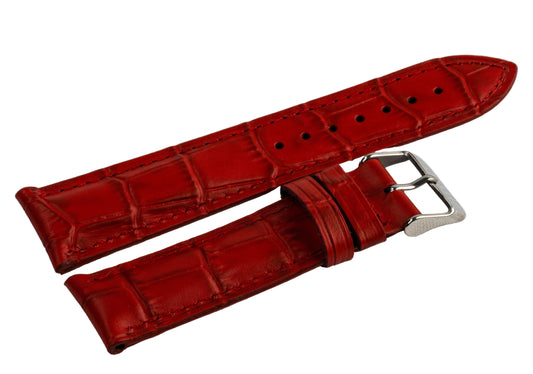 CARADOSSI Red Embossed Croco Genuine Leather Watch Strap | Smart Watch Compatible
