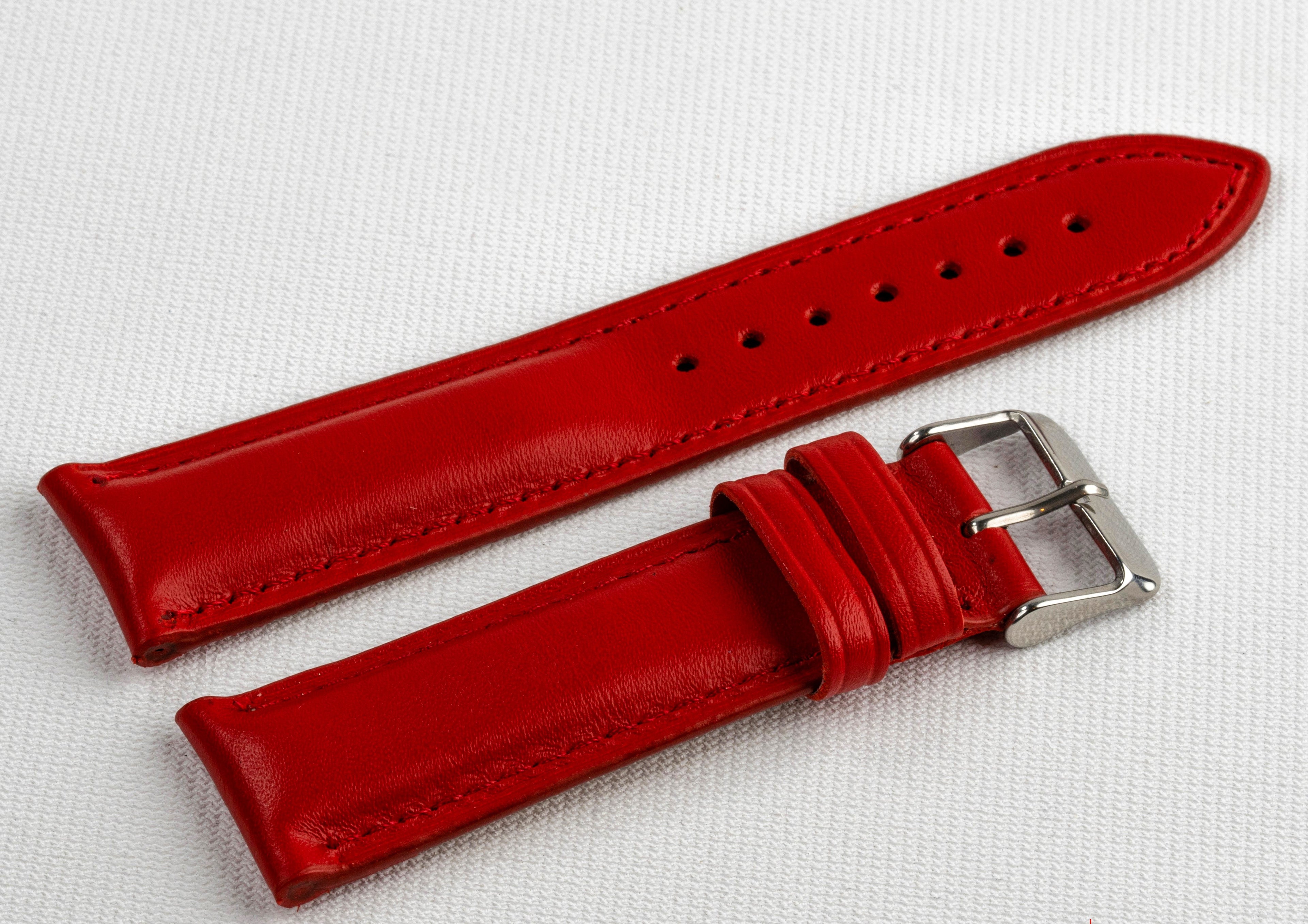 Genuine Red Leather Watch Strap