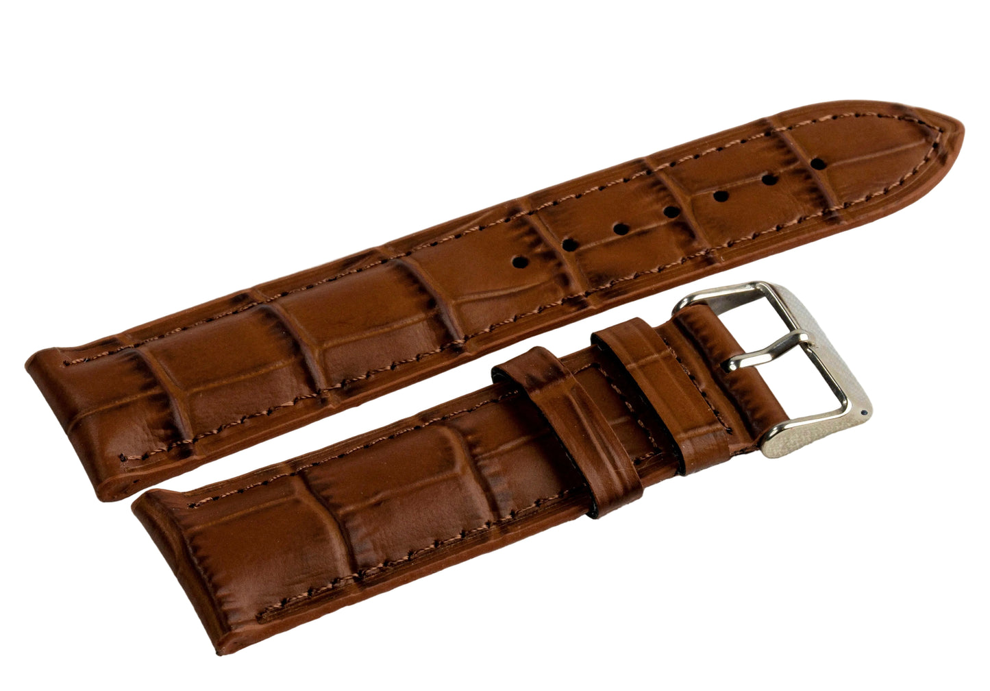 CARADOSSI Camel Embossed Croco Genuine Leather Watch Strap | Smart Watch Compatible