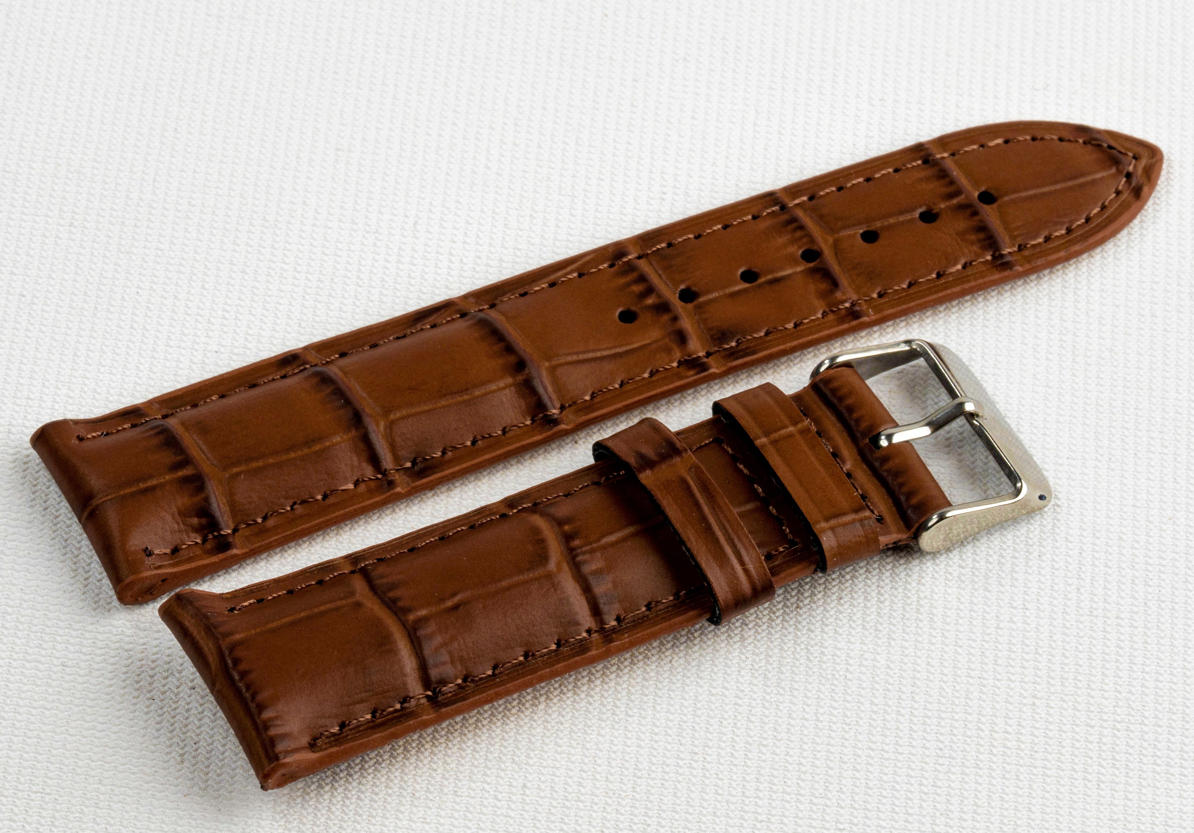 Camel (Brown) Embossed Croco Genuine Leather Watch Strap