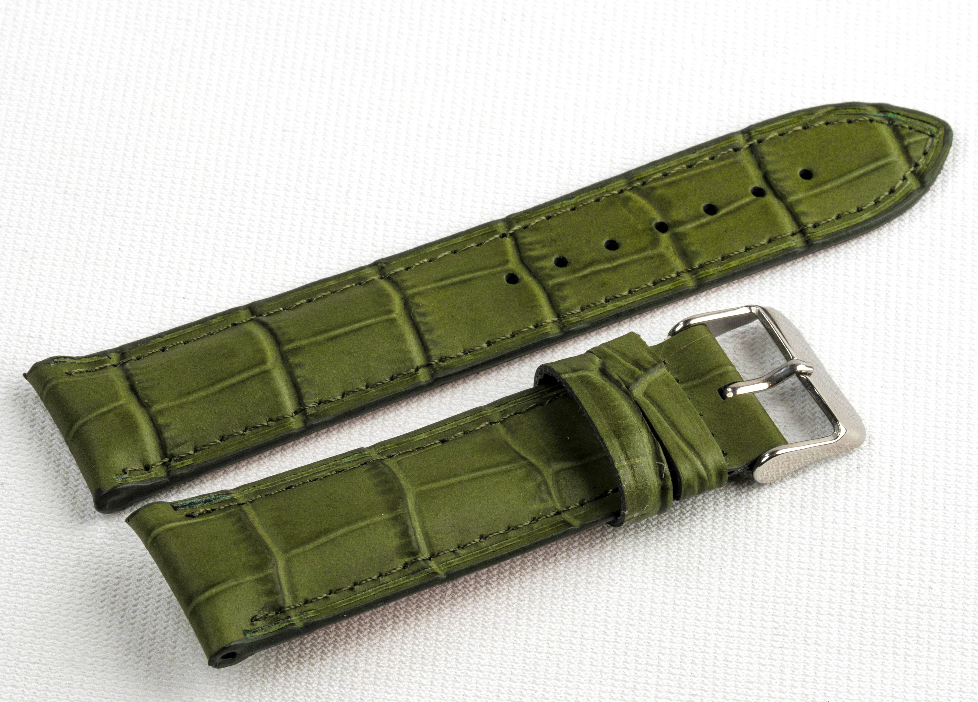 Green Embossed Croco Genuine Leather Watch Strap