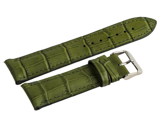 CARADOSSI Green Embossed Croco Genuine Leather Watch Strap | Smart Watch Compatible
