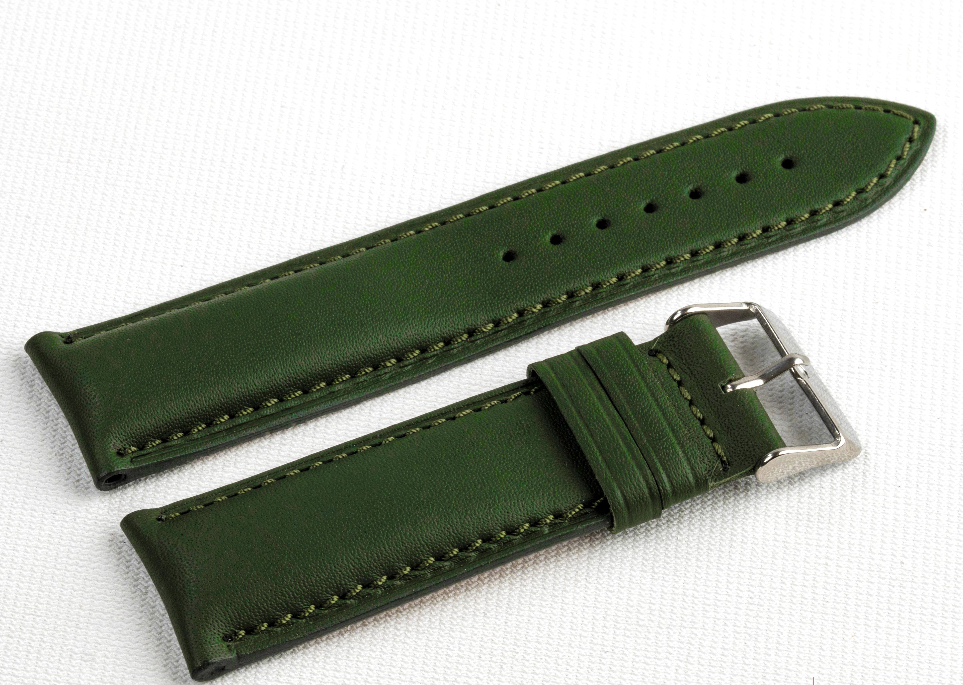 Green Genuine Leather Watch Strap